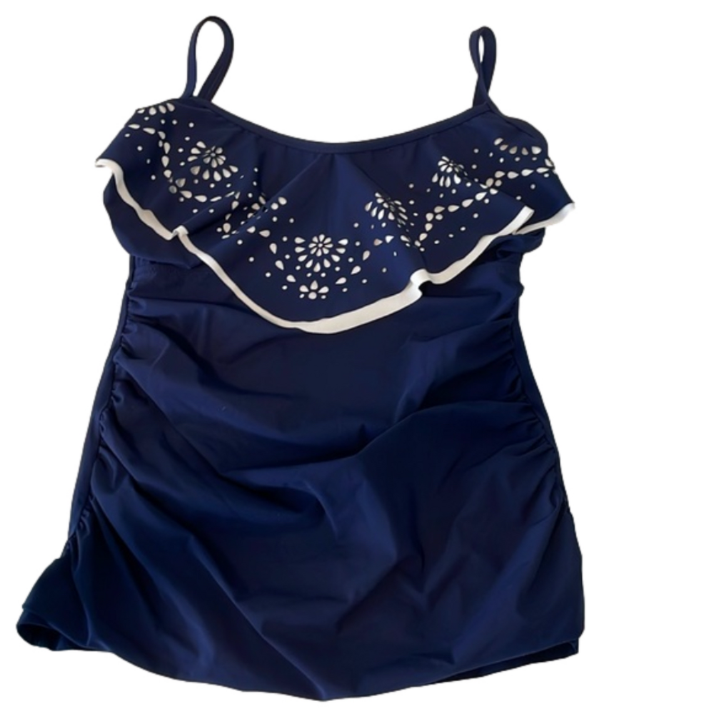 Profile by Gottex navy swim top tankini sz 36D